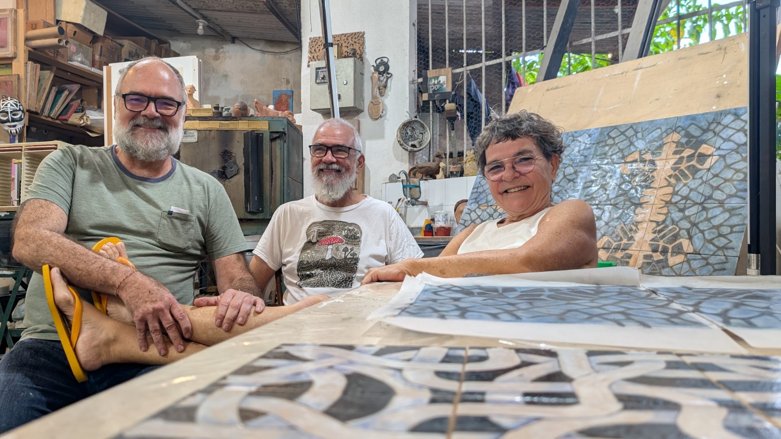 José Paulo, Maurício Castro e Christina Machado no Atelier das Águas Belas